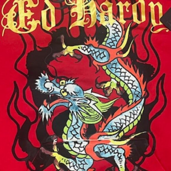NEW Ed Hardy Tattoo Dragon Hoodie Men’s Size Large Red Sweatshirt NWT - Picture 6 of 11